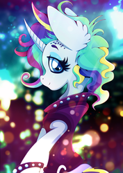 Size: 1358x1920 | Tagged: safe, artist:rariedash, rarity, pony, unicorn, g4, it isn't the mane thing about you, alternate hairstyle, female, looking at you, punk, raripunk, smiling, solo
