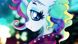 Size: 1920x1080 | Tagged: safe, artist:rariedash, rarity, pony, unicorn, g4, it isn't the mane thing about you, alternate hairstyle, female, looking at you, punk, raripunk, smiling, solo, wallpaper