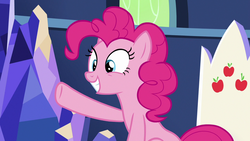 Size: 1280x720 | Tagged: safe, screencap, pinkie pie, pony, g4, not asking for trouble, female, happy, mare, solo, twilight's castle