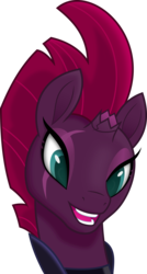Size: 3000x5588 | Tagged: safe, artist:negatif22, fizzlepop berrytwist, tempest shadow, pony, g4, my little pony: the movie, broken horn, eye scar, female, hoers, horn, movie accurate, pretty, pretty pretty tempest, scar, silly, silly pony, simple background, smiling, solo, transparent background, when she smiles