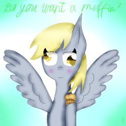 Size: 1024x1024 | Tagged: safe, artist:yara-art-studio10, derpy hooves, g4, female, food, muffin, solo