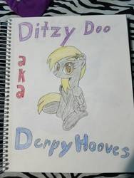 Size: 756x1008 | Tagged: safe, artist:savijoy99, derpy hooves, g4, female, flower, flower in hair, photo, solo, traditional art