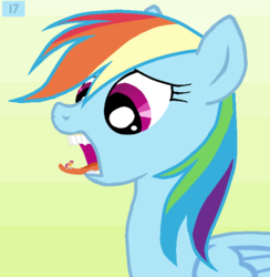 Size: 650x666 | Tagged: safe, artist:lukington17, rainbow dash, scootaloo, fanfic:a small issue, g4, endosoma, fanfic, fanfic art, female, fetish, imminent vore, macro, macro/micro, micro, mucus, preddash, salivating, scootaprey, slimy, taste buds, tongue out, vector, willing prey