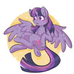 Size: 2300x2300 | Tagged: safe, artist:bunny-bitez, twilight sparkle, alicorn, pony, g4, blushing, ear fluff, female, high res, mare, open mouth, signature, solo, spread wings, transparent background, twilight sparkle (alicorn), underhoof, wings