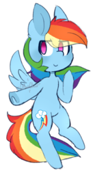 Size: 264x487 | Tagged: safe, artist:urbanqhoul, rainbow dash, pegasus, pony, g4, bipedal, ear fluff, female, mare, simple background, smiling, solo, spread wings, transparent background, underhoof, wings
