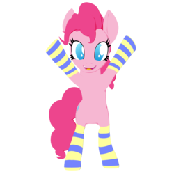 Size: 2000x2000 | Tagged: safe, artist:galawaille, pinkie pie, g4, 3d, blender, cel shading, clothes, female, high res, no pupils, open mouth, simple background, smiling, socks, solo, standing up, striped socks, transparent background