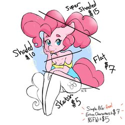 Size: 2000x2000 | Tagged: safe, artist:bunnycat, pinkie pie, earth pony, anthro, g4, clothes, commission, commission info, female, high res, tongue out