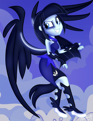 Size: 1000x1300 | Tagged: dead source, safe, artist:wubcakeva, twilight sparkle, elements of insanity, equestria girls, g4, clothes, drowned brutalight, female, recolor, sleeveless, smiling, solo, wings