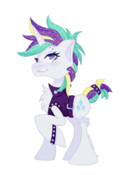 Size: 633x900 | Tagged: safe, artist:africa7654, rarity, pony, unicorn, g4, it isn't the mane thing about you, alternate hairstyle, female, mare, punk, raised hoof, raripunk, simple background, smiling, solo, transparent background