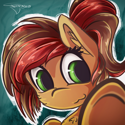 Size: 3000x3000 | Tagged: safe, artist:ferasor, oc, oc only, oc:lucy coco, earth pony, pony, boop, female, high res, mare, smiling, solo