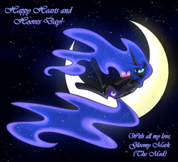 Size: 1150x1050 | Tagged: safe, artist:cosmalumi, nightmare moon, alicorn, pony, tumblr:ask queen moon, g4, hearts and hooves day, holiday, moon, solo, tangible heavenly object, valentine, valentine's day