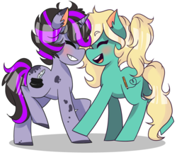 Size: 800x700 | Tagged: safe, artist:lolly-jpg, oc, oc only, pony, unicorn, blushing, boop, noseboop, smiling