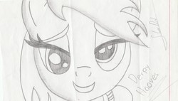 Size: 2120x1200 | Tagged: safe, artist:silverdustyt, derpy hooves, g4, lidded eyes, sketch, traditional art