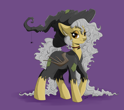 Size: 4912x4349 | Tagged: safe, artist:faline-art, color edit, edit, oc, oc only, absurd resolution, choker, clothes, colored, costume, female, halloween, hat, holiday, mare, nightmare night costume, solo, wooden wings