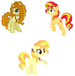 Size: 911x921 | Tagged: safe, artist:90sigma, artist:celeskumaenoshima, artist:selenaede, adagio dazzle, sunset shimmer, oc, oc:sunrise radiance, earth pony, pony, unicorn, g4, base used, disguise, disguised siren, earth pony adagio dazzle, equestria girls ponified, female, gem, lesbian, magical lesbian spawn, offspring, parent:adagio dazzle, parent:sunset shimmer, parents:sunsagio, ponified, recolor, ship:sunsagio, shipping, siren gem