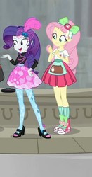 Size: 407x776 | Tagged: safe, screencap, fluttershy, rarity, equestria girls, g4, good vibes, my little pony equestria girls: summertime shorts, clothes, converse, cropped, female, high heels, shoes, smiling, sneakers, socks