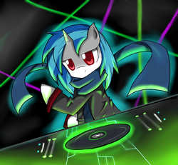 Size: 5200x4800 | Tagged: safe, artist:cyanaeolin, dj pon-3, vinyl scratch, g4, absurd resolution, bipedal, clothes, female, mare, solo