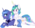 Size: 1250x1003 | Tagged: safe, artist:higglytownhero, princess celestia, princess luna, alicorn, pony, g4, duo, duo male, lying down, lying on pony, male, prince artemis, prince solaris, prone, royal brothers, rule 63, simple background, transparent background