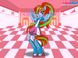 Size: 800x600 | Tagged: safe, artist:user15432, rainbow dash, equestria girls, friendship games, g4, canterlot high, clothes, hasbro, hasbro studios, pegasus wings, ponied up, pony ears, solo, starsue, winged humanization, wings, wondercolts
