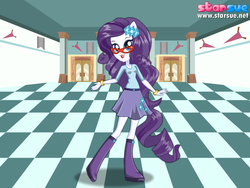 Size: 800x600 | Tagged: safe, artist:user15432, rarity, equestria girls, g4, my little pony equestria girls: friendship games, canterlot high, clothes, glasses, hasbro, hasbro studios, ponied up, pony ears, solo, starsue, talented, wondercolts