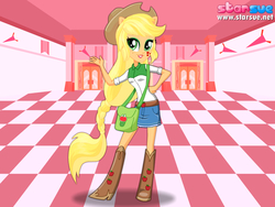 Size: 800x600 | Tagged: safe, artist:user15432, applejack, equestria girls, g4, my little pony equestria girls: friendship games, bag, boots, canterlot high, clothes, eqg promo pose set, hasbro, hasbro studios, hat, ponied up, pony ears, shoes, solo, starsue, wondercolts