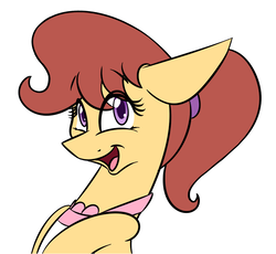 Size: 782x718 | Tagged: safe, artist:snickerdoodle-mod, oc, oc only, oc:snicker doodle, earth pony, pony, bust, female, floppy ears, looking at you, simple background, smiling, white background