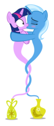 Size: 267x611 | Tagged: safe, artist:navitaserussirus, trixie, twilight sparkle, genie, pony, unicorn, g4, blushing, cropped, duo, eyes closed, female, kiss on the lips, kissing, lesbian, mare, ship:twixie, shipping