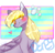 Size: 914x874 | Tagged: safe, artist:lunadarka, derpy hooves, pegasus, pony, g4, abstract background, bubble, female, heart, mare, sitting, smiling, solo, wingding eyes