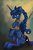 Size: 600x900 | Tagged: safe, artist:robinanchor, princess luna, alicorn, pony, g4, aladdin, bondage, braid, chains, clothes, collar, cosplay, costume, crossed arms, disney, luna is not amused, slave leia outfit, star wars, this will not end well, unamused