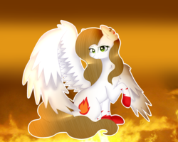 Size: 1024x819 | Tagged: safe, artist:anasflow, oc, oc only, oc:fire bird, pegasus, pony, female, mare, raised hoof, sitting, solo