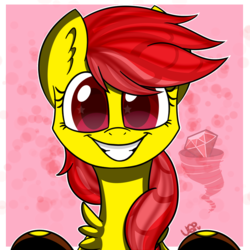 Size: 1000x1000 | Tagged: safe, artist:vale-bandicoot96, oc, oc only, oc:rotating diamond, pony, bust, female, mare, portrait, smiling, solo