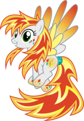 Size: 5432x7793 | Tagged: safe, artist:xenoneal, oc, oc only, oc:lemony crystal, pegasus, pony, absurd resolution, female, mane of fire, mare, rainbow power, simple background, solo, tail, tail of fire, transparent background, vector
