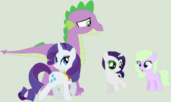 Size: 1096x656 | Tagged: safe, artist:lost-our-dreams, rarity, spike, oc, oc:jewel, oc:raising mirage, dragon, earth pony, pony, unicorn, g4, base used, female, filly, interspecies offspring, male, offspring, parent:rarity, parent:spike, parents:sparity, ship:sparity, shipping, simple background, straight