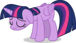 Size: 7000x3957 | Tagged: safe, artist:luckreza8, twilight sparkle, alicorn, pony, fame and misfortune, g4, .svg available, absurd resolution, eyes closed, female, floppy ears, folded wings, horn, mare, sad, shadow, simple background, solo, standing, tail, transparent background, twilight sparkle (alicorn), vector, wings