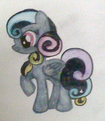 Size: 450x520 | Tagged: safe, artist:beetrue, oc, oc only, oc:gemdust, pegasus, pony, female, mare, solo, traditional art