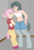 Size: 1564x2331 | Tagged: safe, artist:oneovertwo, oc, oc only, oc:abacus, oc:purity quartz, satyr, abs, midriff, offspring, parent:cheerilee, parent:marble pie, size difference, strong, this will end in snu snu and/or death