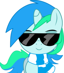 Size: 4568x5225 | Tagged: safe, artist:cyanlightning, oc, oc only, oc:cyan lightning, pony, unicorn, g4, absurd resolution, clothes, colt, looking at you, male, scarf, simple background, solo, sunglasses, transparent background