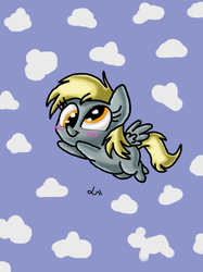 Size: 500x670 | Tagged: source needed, useless source url, safe, derpy hooves, g4, blushing, female, flying, solo