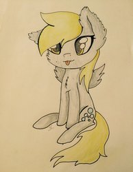 Size: 1024x1319 | Tagged: safe, artist:gozmitgoat, derpy hooves, g4, female, solo, tongue out, traditional art