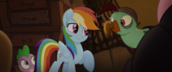 Size: 1582x666 | Tagged: safe, rainbow dash, spike, squabble, dragon, parrot pirates, g4, my little pony: the movie, cute, dashabetes