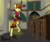 Size: 3377x2857 | Tagged: safe, artist:starrypallet, oc, oc only, semi-anthro, bipedal, clothes, dress, fireplace, high res, night, solo, tavern, waitress