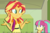 Size: 1082x720 | Tagged: safe, artist:miqueart, sour sweet, sunset shimmer, equestria girls, g4, alternate universe, backpack, clothes, shrug, shrugset shimmer