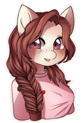 Size: 824x1197 | Tagged: safe, artist:miioko, oc, oc only, unnamed oc, earth pony, anthro, anthro oc, clothes, female, freckles, mare, shirt, simple background, smiling, solo, transparent background