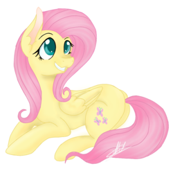 Size: 768x768 | Tagged: safe, artist:sweetkllrvane, fluttershy, pegasus, pony, g4, butt, cute, female, flutterbutt, mare, plot, shyabetes, signature, simple background, smiling, solo, transparent background