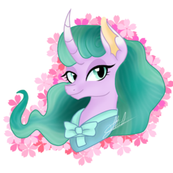 Size: 768x768 | Tagged: safe, artist:sweetkllrvane, mistmane, pony, unicorn, campfire tales, g4, my little pony: friendship is magic, beautiful, clothes, curved horn, female, horn, mare, signature, solo