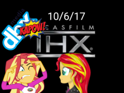 Size: 480x360 | Tagged: safe, derpibooru exclusive, dhx media, sunset shimmer, equestria girls, g4, my little pony: the movie, dhx vs thx, fight, headache, movieset shimmer, thx