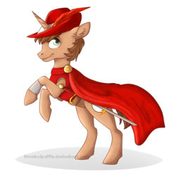Size: 1000x1000 | Tagged: safe, artist:frostedpuffs, oc, oc only, oc:heroic armour, pony, unicorn, clothes, hat, male, rearing, simple background, solo, stallion, transparent background