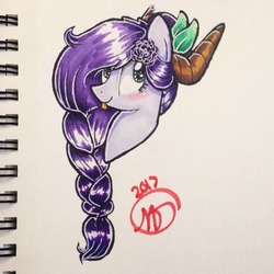Size: 530x530 | Tagged: safe, artist:crystalizedflames, oc, oc only, oc:shaowind, dracony, hybrid, bust, female, portrait, solo, tongue out, traditional art