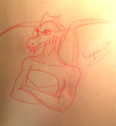 Size: 1724x1862 | Tagged: safe, artist:kanigrou-514, garble, dragon, g4, drawing, male, sketch, solo, teenaged dragon