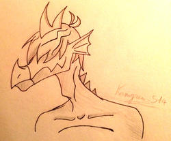 Size: 2389x1976 | Tagged: safe, artist:kanigrou-514, spear (g4), dragon, g4, drawing, male, sketch, solo, teenaged dragon